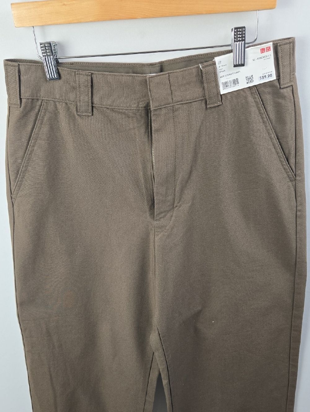 UNIQLO Men’s Wide-Leg Straight Pants Sz 32 Business Casual Chinos Euro Boho - Picture 2 of 9